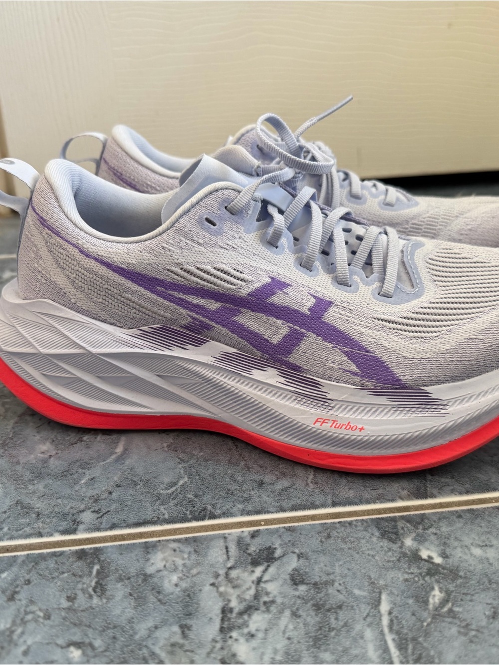 Asics Women's Light Gray and Purple Running Shoes superblast 2